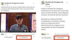 En las capturas de pantalla de la fan page de la Alcaldía de Cartagena, se muestra que en las publicaciones no está habilitada la opción de comentarios.