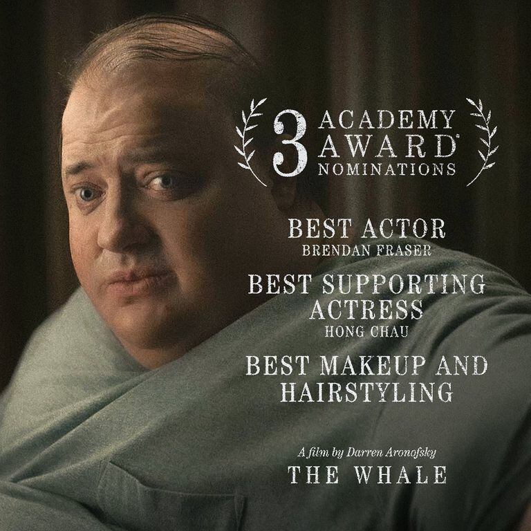 La nominación que todos esperaban para Brendan Fraser como Mejor actor. Foto: Instagram @thewhalemov.
