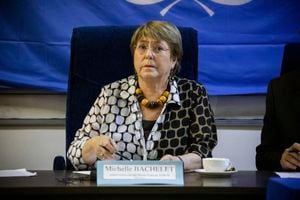 Alta comisionada para los derechos humanos de la ONU  , Michelle Bachelet a.(AP Photo/Sophie Garcia)