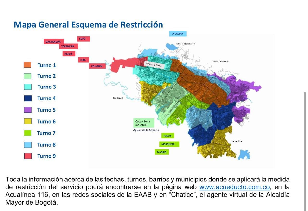Conozca las zonas donde la Alcaldía de Bogotá racionará el servicio de agua potable.