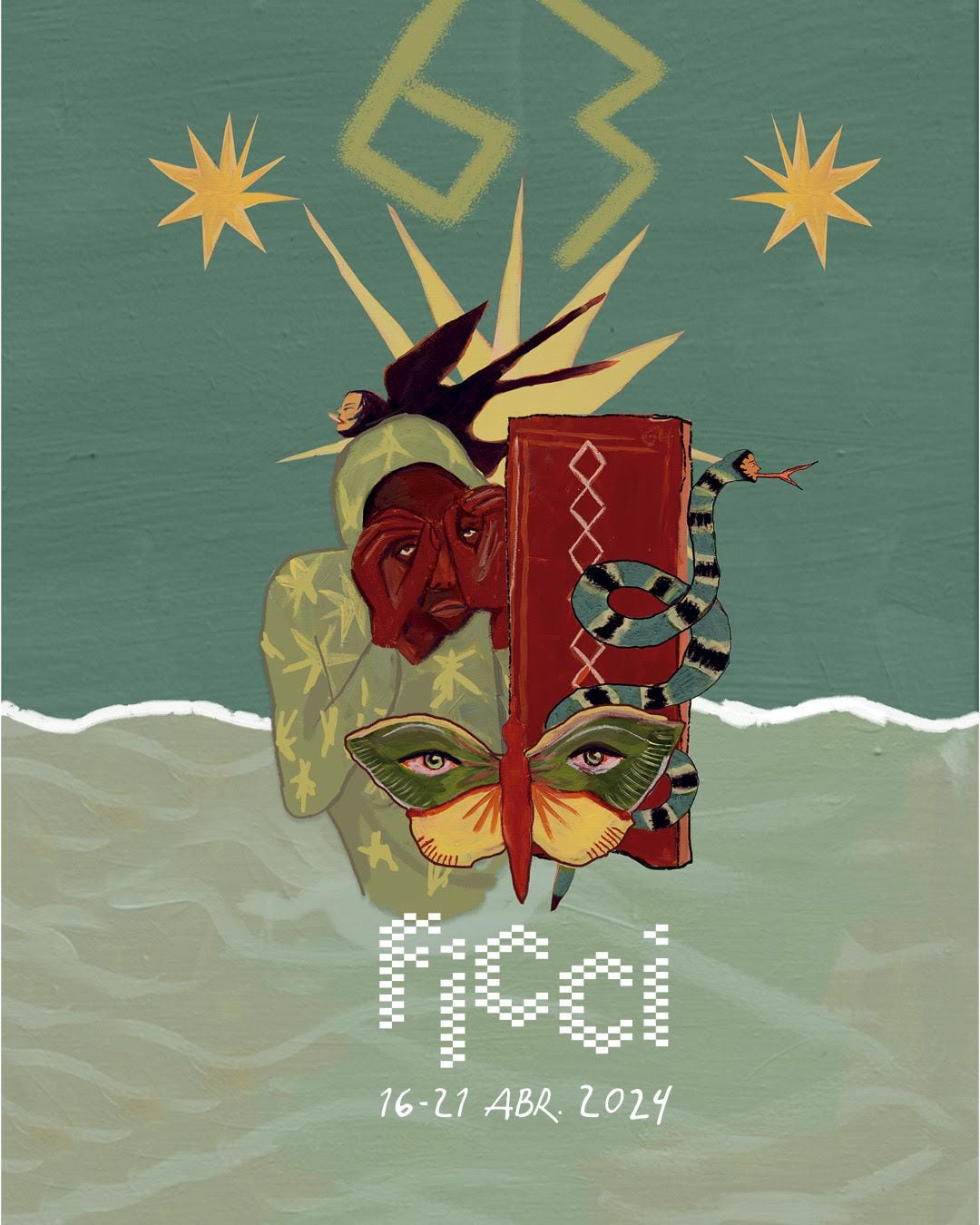 Afiche temático del FICCI 63, de la sección Industria, una creación de la joven artista Raquel Sofía Moreno.