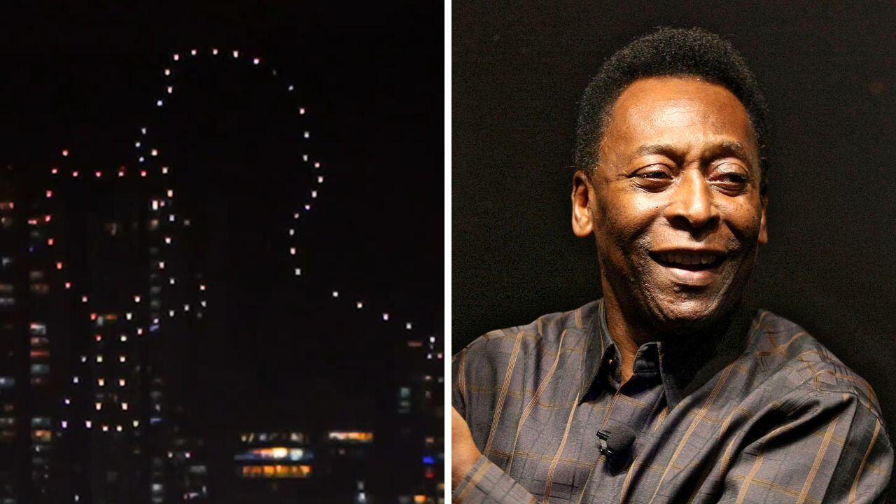 Pelé fue homenajeado en el cielo con 80 drones.