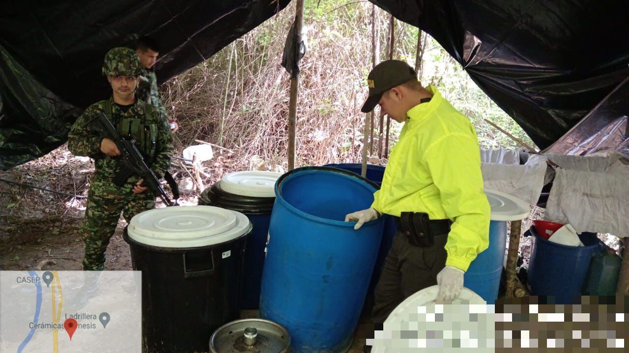 Megalaboratorio para el procesamiento de cocaína encontrado por el Ejército y la Policía en Norte de Santander.