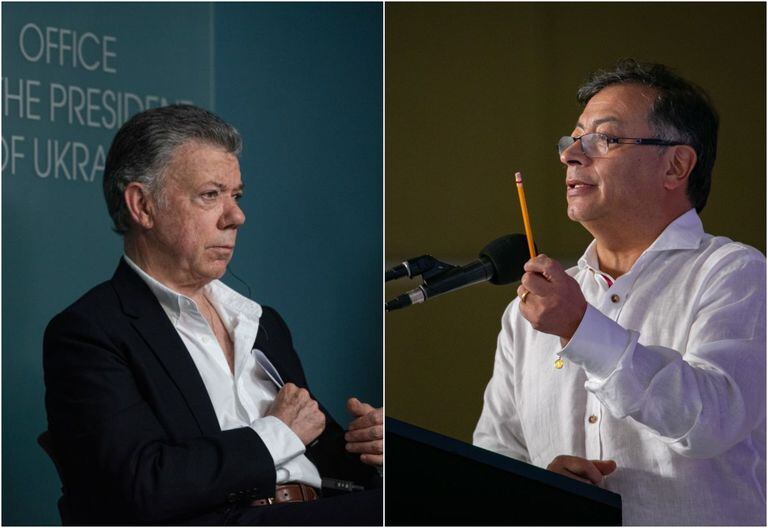 Presidente Gustavo Petro y el exmandatario Juan Manuel Santos
