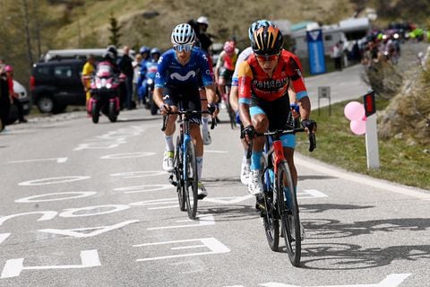 TRE CIME DI LAVAREDO, ITALY - MAY 26: Santiago Buitrago of Colombia and Team Bahrain - Victoriousleads the breakaway during the 106th Giro d'Italia 2023, Stage 19 a 183km stage from Longarone to Tre Cime di Lavaredo 2307m / #UCIWT / on May 26, 2023 in Tre Cime di Lavaredo, Italy. (Photo by Tim de Waele/Getty Images)