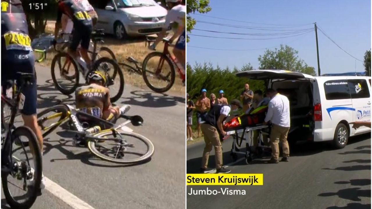 Steven Kruijswijk del Jumbo Visma sufre una fuerte caída en la etapa 15 del Tour de Francia 2022