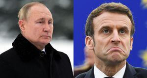 Los presidentes Vladimir Putin y Emmanuel Macron