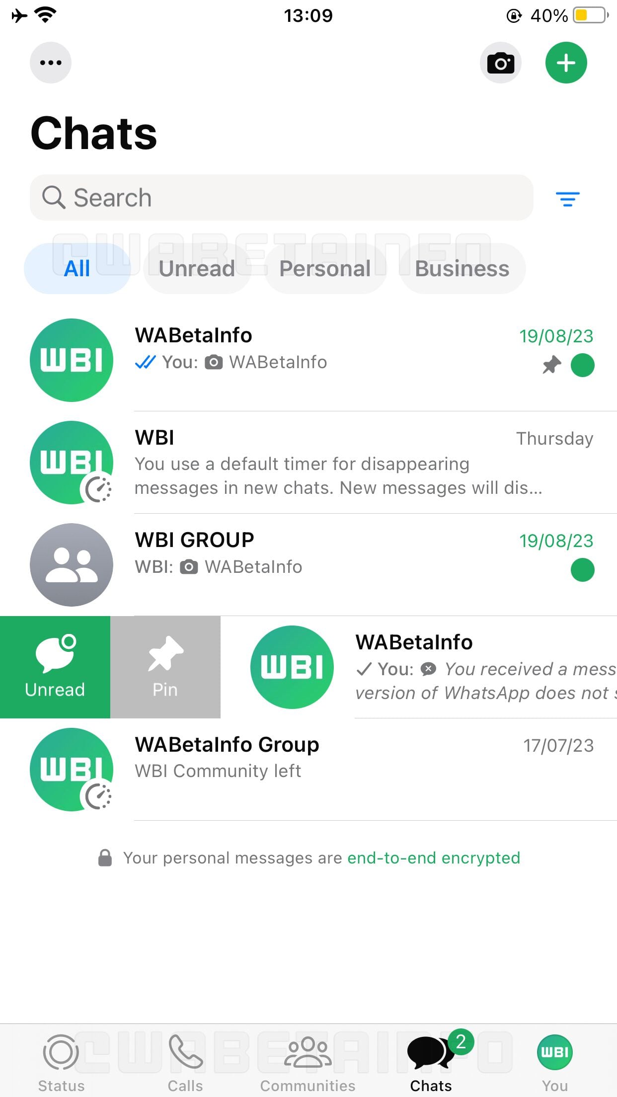 Nueva interfaz de WhatsApp.