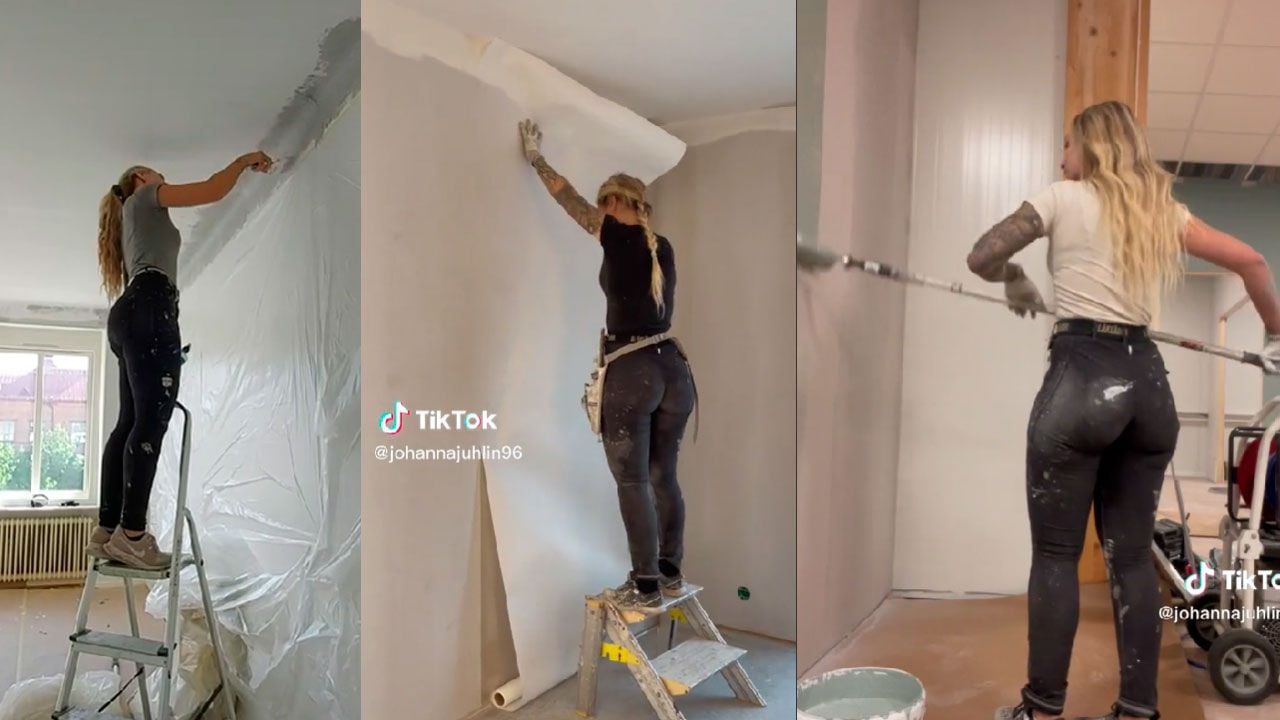 Johanna Juhlin, Tiktoker que goza de gran popularidad por sus videos haciendo trabajos de pintura en las casas.