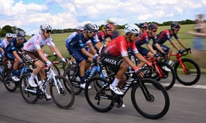 Team Arkea-Samsic team's Colombian rider Nairo Quintana (C) cycles with the pack of riders during the 3rd stage of the 109th edition of the Tour de France cycling race, 182 km between Vejle and Sonderborg in Denmark, on July 3, 2022.
Anne-Christine POUJOULAT / AFP