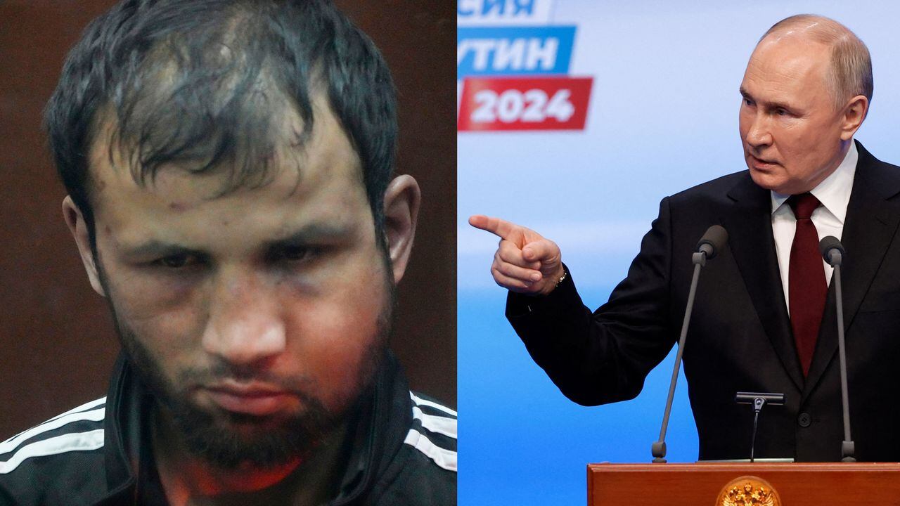Shamsidin Fariduni, sospechoso del tiroteo, y Vladimir Putin.