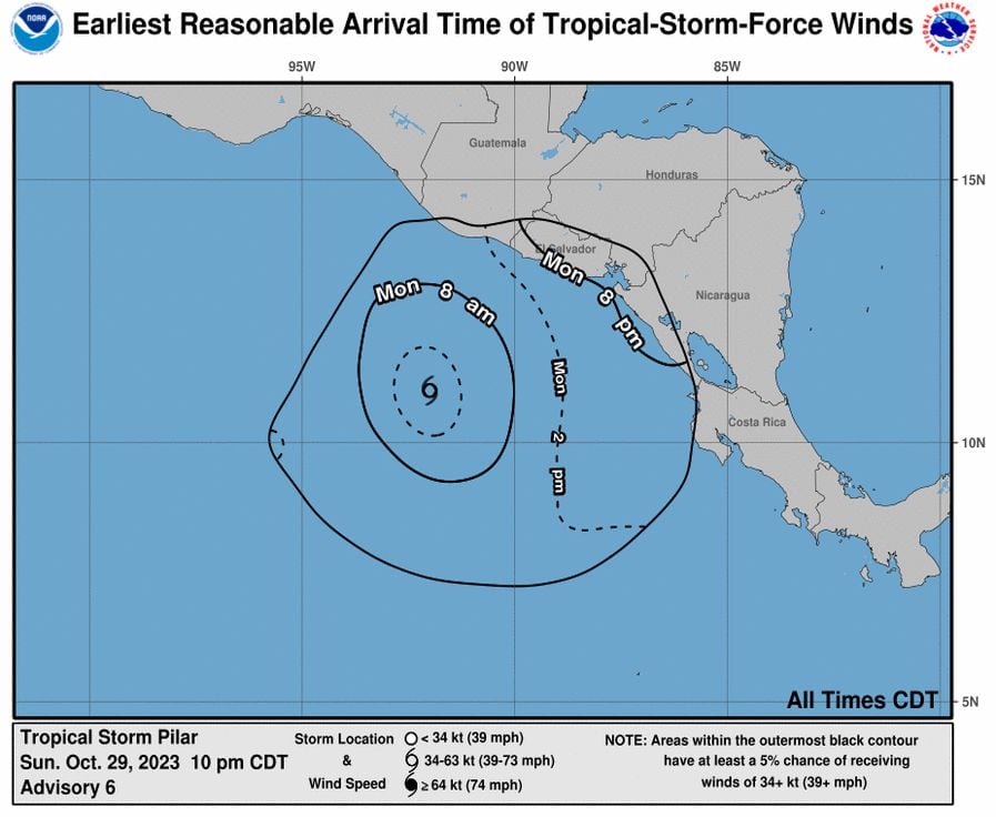 El Centro Nacional de Huracanes estadounidense también indicó que se esperan "fuertes lluvias" que podrían producir "rápidas inundaciones en áreas urbanas junto con deslizamientos en áreas altas de la costa del Pacífico de América Central