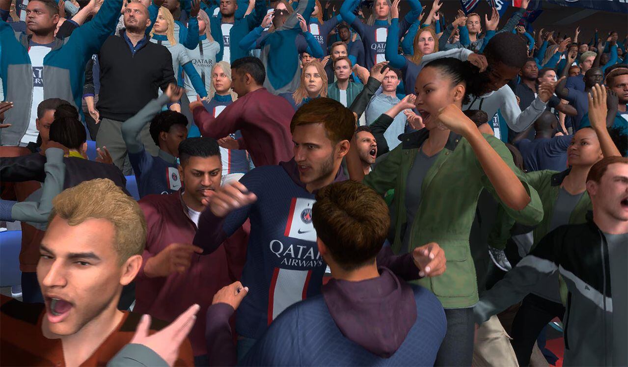 FIFA 23 mejoró las animaciones de los hinchas cuando reaccionan ante un gol de su equipo.