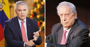    El expresidente Iván Duque fue elegido con el apoyo del expresidente Álvaro Uribe y el Centro Democrático. Mario Vargas Llosa, escritor peruano, elaboró el prólogo del libro.