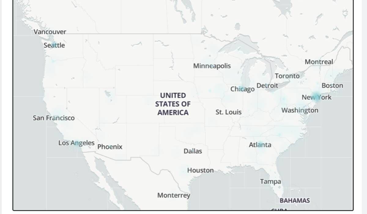Mapa de fallas en Instagram en Estados Unidos