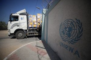 Miembros de la UNRWA en Palestina.