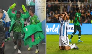 Jugadores de Nigeria celebraron enfrente de la prensa Argentina haber eliminado a la selección local.