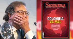 El presidente Gustavo Petro y la más reciente portada de SEMANA.