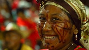 Indígena wayúu durante la celebración de las festividades de su pueblo en Nazareth, La Guajira.