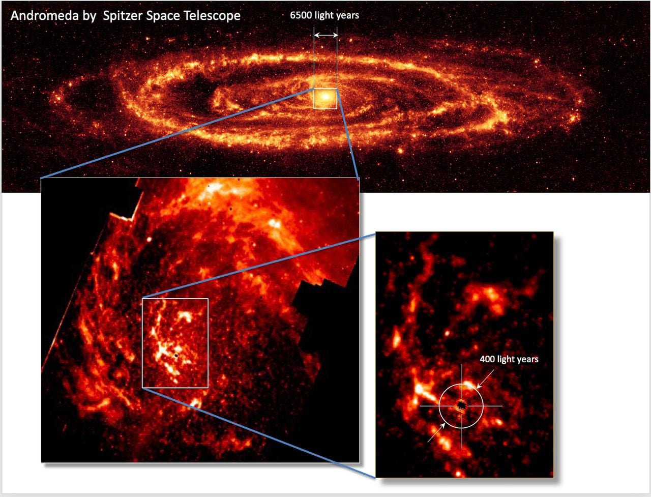 Un equipo científico internacional, liderado por la Universidad Observatorio de Munich y el IAC - Instituto de Astrofísica de Canarias, obtiene una visualización directa del proceso de alimentación del agujero negro central de la galaxia de Andrómeda.
