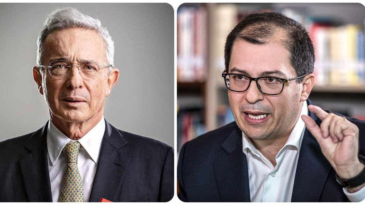 El expresidente Álvaro Uribe y el fiscal Francisco Barbosa.