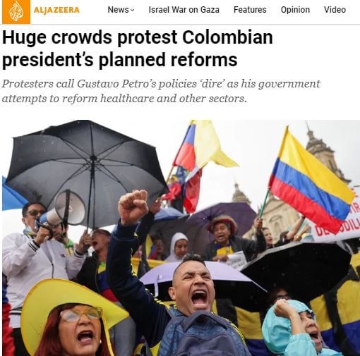 Distintos medios internacionales como Al Jazeera publican las principales imágenes de las marchas en Colombia