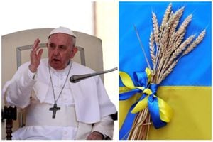 El pontífice hace un llamado al mundo para que no se utilice el cereal como una arma de guerra. Foto, montaje: Getty Images / Filippo MONTEFORTE / AFP