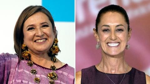 Xóchitl Galvez (izquierda) y Claudia Sheinbaum (derecha), las dos candidatas que lideran la carrera a la Presidencia de México.