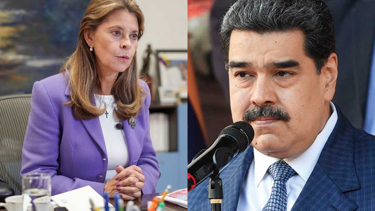 Vicepresidenta y canciller Marta Lucía Ramírez con Nicolás Maduro.