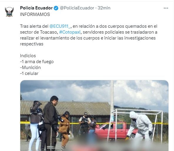 La Policía emitió una publicación en Twitter refiriéndose al ataque contra los dos ciudadanos extranjeros