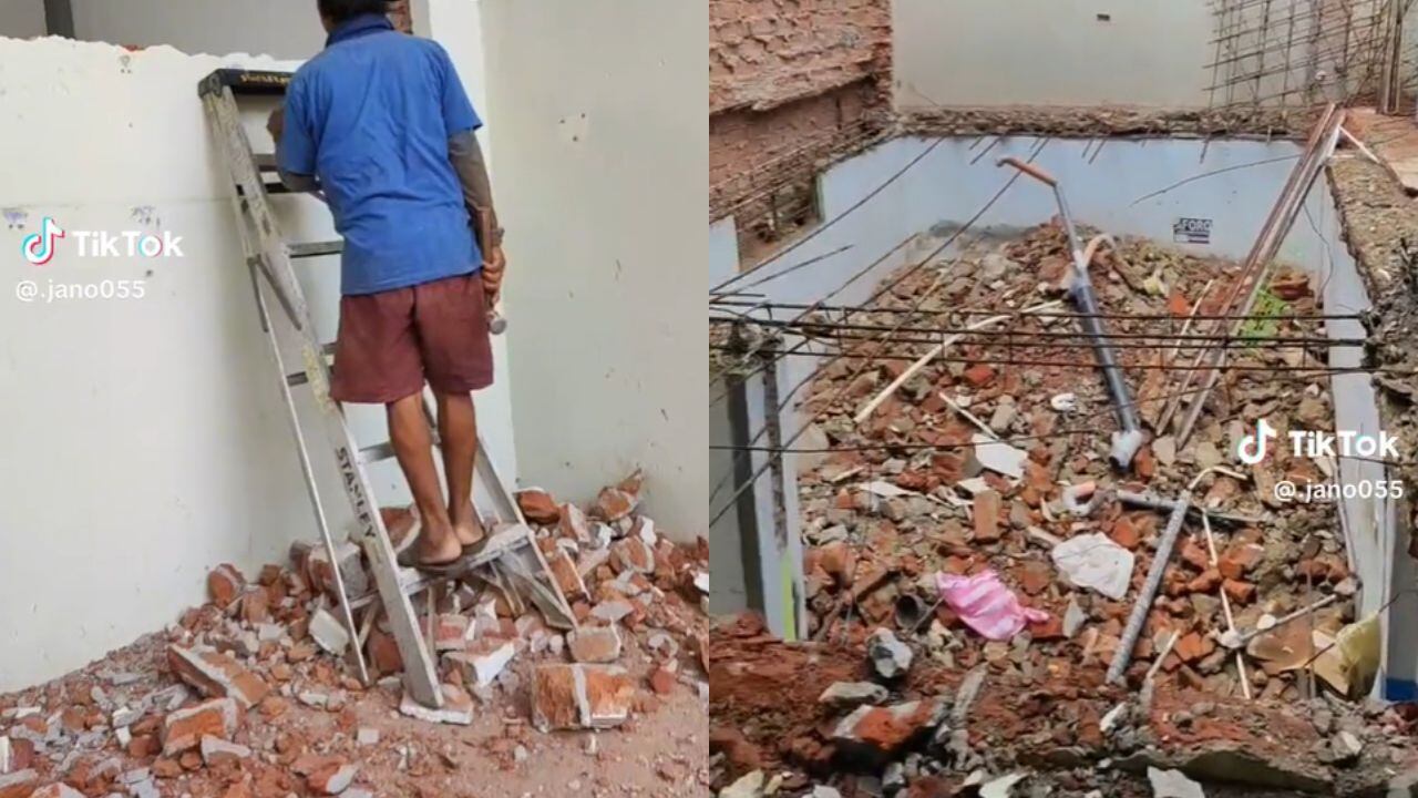 Después de que le terminara su pareja, el hombre decidió destruir el piso que había construido en la casa de sus suegros.