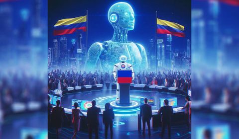 Ilustración generada con IA sobre la inteligencia artificial en las elecciones en Colombia.