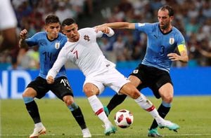 La selección de Uruguay eliminó a Portugal en el Mundial de Rusia 2018.