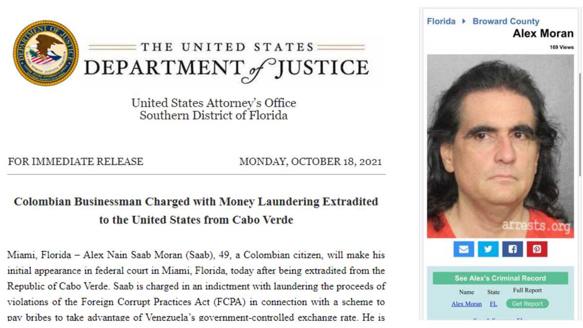 Comunicado relacionado con la extradición a Estados Unidos del empresario colombiano Alex Saab.
