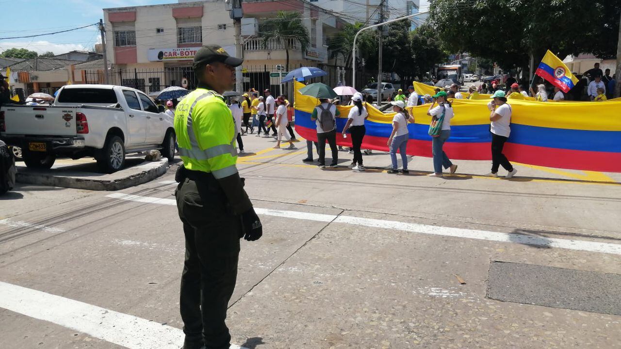 Policía Metropolitana acompañó marcha en Barranquilla.