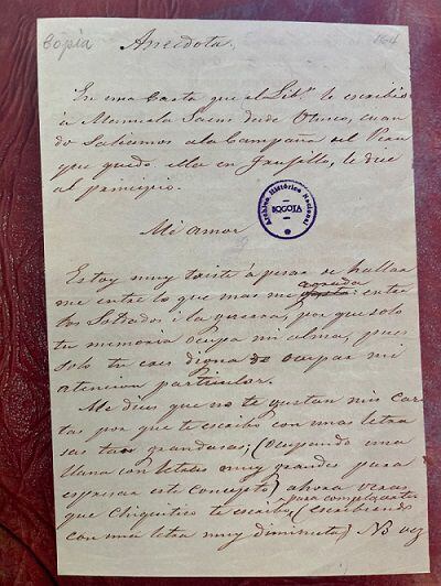 Cartas de Simón Bolívar y Manuelita Sáenz.