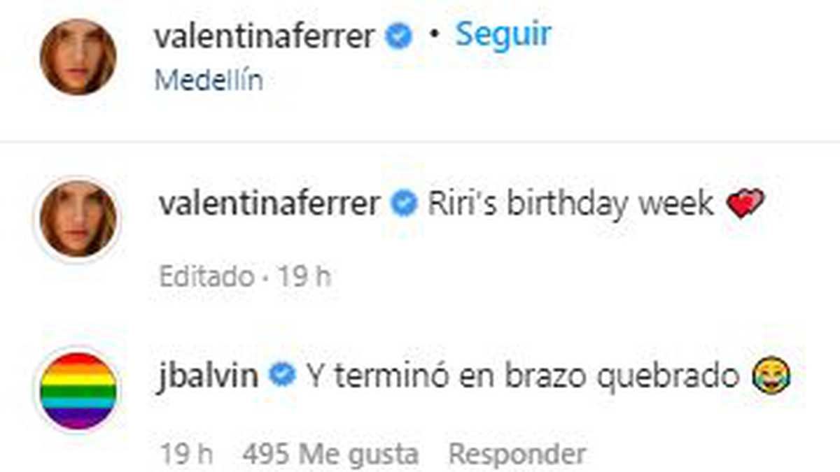 J Balvin tuvo que ser enyesado Foto: Instagram @valentinaferrer