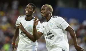 (FILES) In this file photo taken on June 25, 2017, Mathias Pogba (R) celebrates his goal with his brother Paul Pogba during a friendly match organized by the Juan Cuadrado foundation between the friends of Colombian midfielder Juan Cuadrado and of French midfielder Paul Pogba at Atanasio Girardot stadium, in Medellin, Antioquia department, Colombia. French police have opened an investigation into claims by World Cup winner Paul Pogba that he is the victim of a multi-million euro blackmail plot by gangsters involving his brother, a source close to the case told AFP on August 28, 2022. Pogba's allegations came after his brother Mathias published a bizarre video online -- in four languages (French, Italian, English and Spanish) -- promising "great revelations" about the Juventus star.
JOAQUIN SARMIENTO / AFP