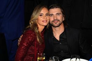 LAS VEGAS, NEVADA - NOVEMBER 13: Karen Martínez (L) and Juanes attend the Latin Recording Academy's 2019 Person of the Year gala honoring Juanes at the Premier Ballroom at MGM Grand Hotel & Casino on November 13, 2019 in Las Vegas, Nevada. (Photo by Rodrigo Varela/Getty Images for LARAS )