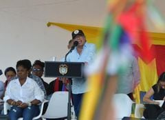 Cali: Presidente Gustavo Petro interviene en la minga indígena en Cali.