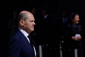 Olaf Scholz, canciller de Alemania, se reunió con el presidente de Chile en Santiago. Foto: Reuters.