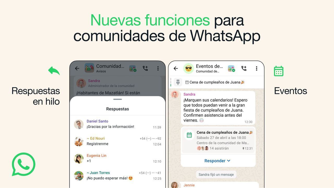 WhatsApp añade novedades para las comunidades.