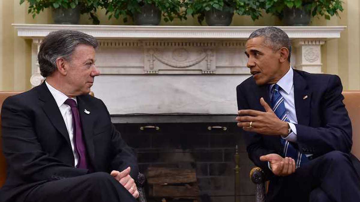 Encuentro entre los presidentes Barack Obama y Juan Manuel Santos.