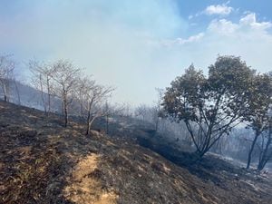 Parte de la temporada seca en el país, se presentó un enorme incendio en  el Cañón del Chicamocha.