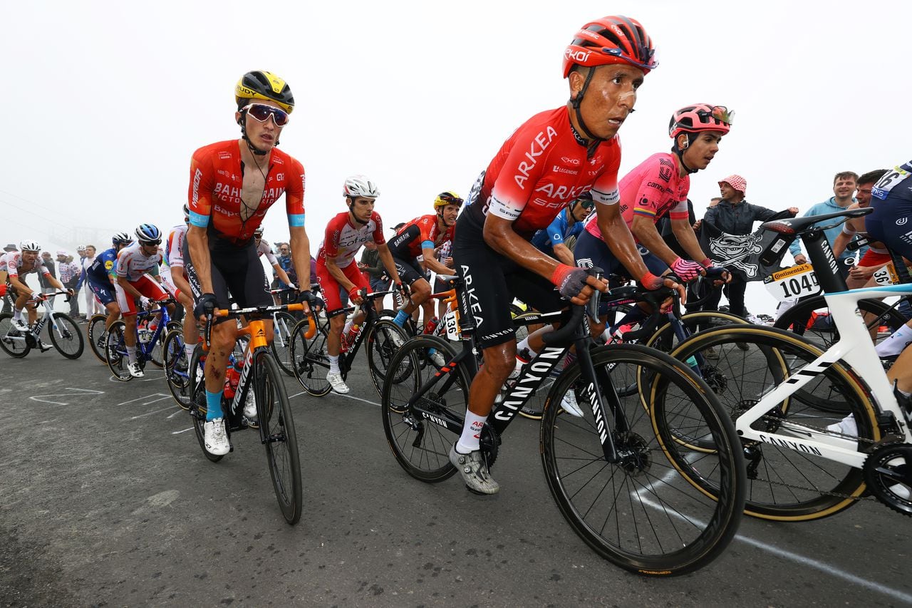 LUZ ARDIDEN, FRANCE - JULY 15: Pello Bilbao of Spain and Team Bahrain - Victorious, Nairo Quintana of Colombia and Team Arkéa Samsic & Stefan Bissegger of Switzerland and Team EF Education - Nippo during the 108th Tour de France 2021, Stage 18 a 129,7km stage from Pau to Luz Ardiden 1715m / @LeTour / #TDF2021 / on July 15, 2021 in Luz Ardiden, France. (Photo by Tim de Waele/Getty Images)