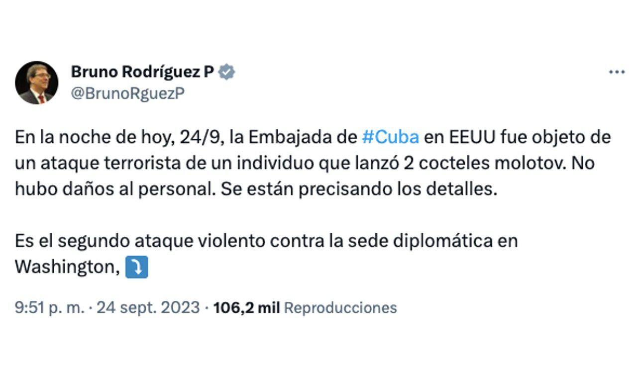 Lo último | Embajada de Cuba en Estados Unidos sufre atentado; un hombre  lanzó dos bombas molotov