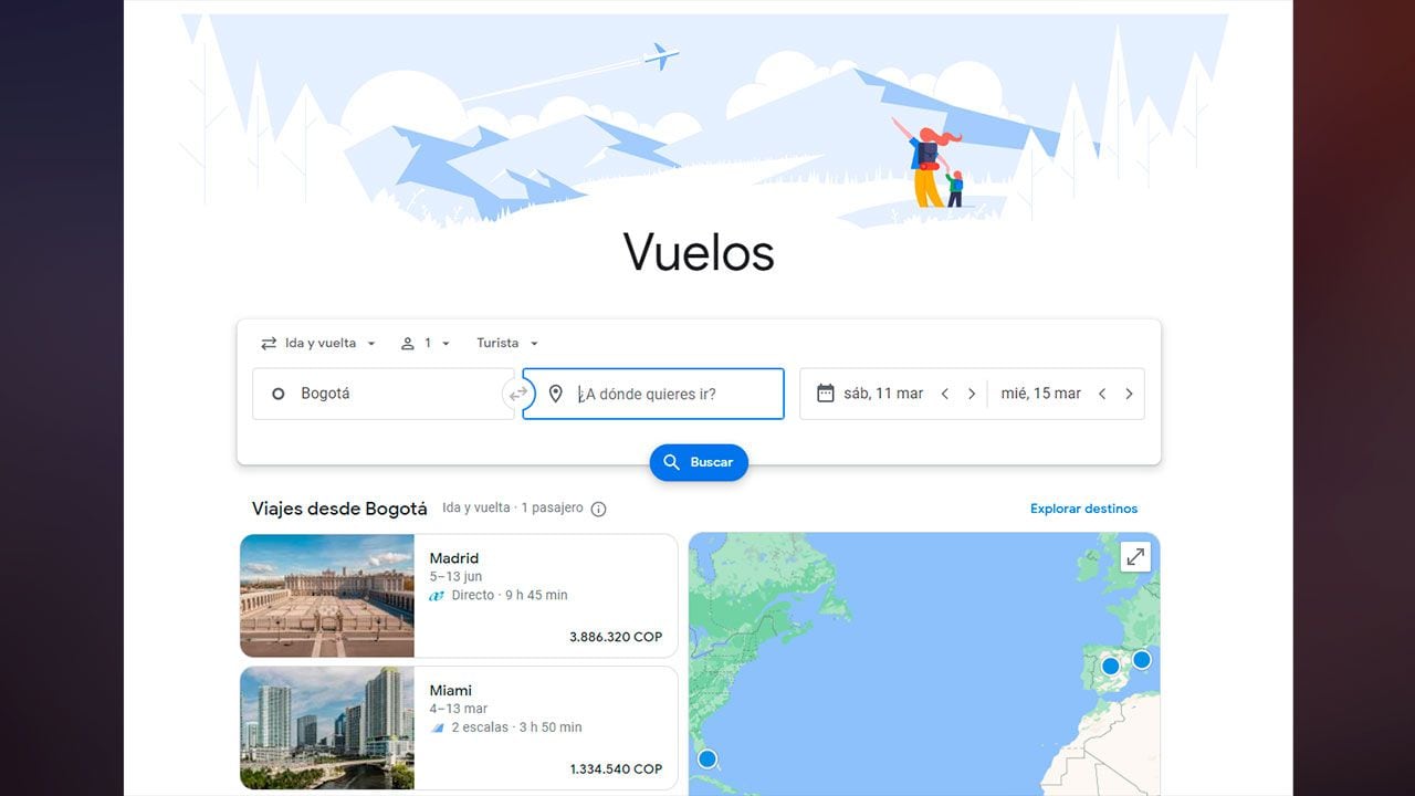 Google Flights es una plataforma que permite encontrar tiquetes aéreos y planear viajes.