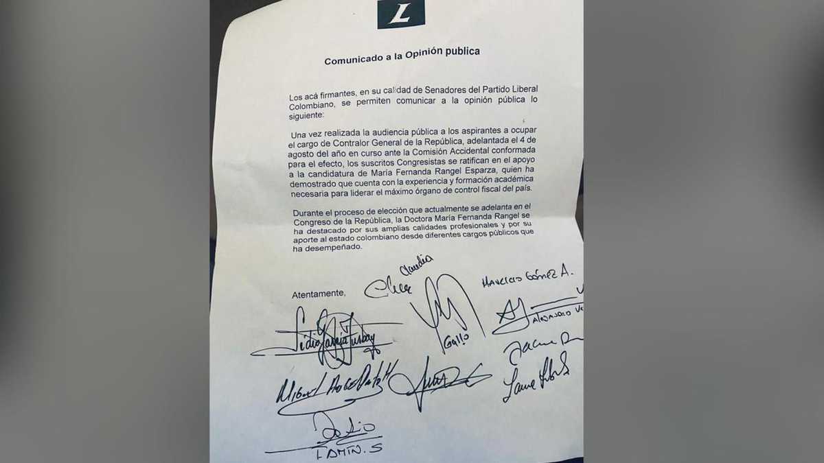 Carta de respaldo a María Fernanda Rangel, candidata a la Contraloría General.