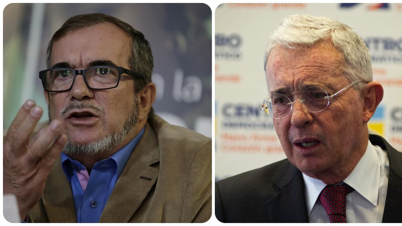 Rodrigo Londoño y Álvaro Uribe.