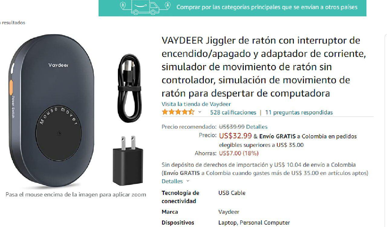 Así luce uno de los mouse jiggler que se pueden conseguir por medio de la tienda virtual Amazon